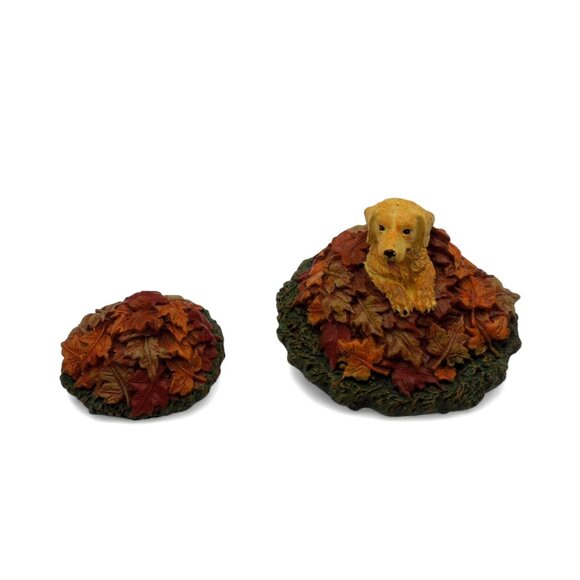 DEPARTMENT 56 Harvest Fields Pup Dog In Leaves Figurine Set Retired - Picture 2 of 10